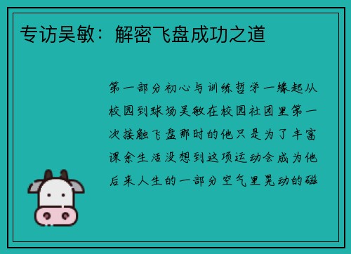 专访吴敏：解密飞盘成功之道